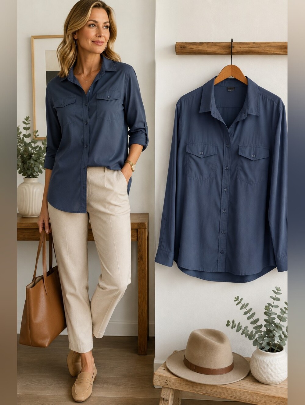 Eddie Bauer Women’s XXL Performance Utility Shirt Blue Stretch Safari Travel